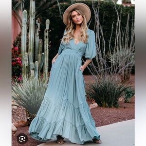VICI Seafoam Tiered Maxi Dress